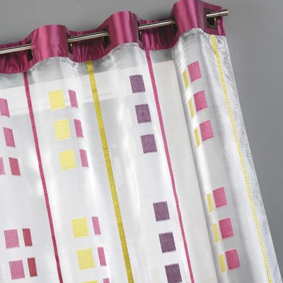 Voilage organza gros carrés et parement taffetas HOME MAISON