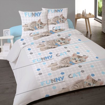 Housse de couette  Funny cat  coton 41 fils DECORATIE