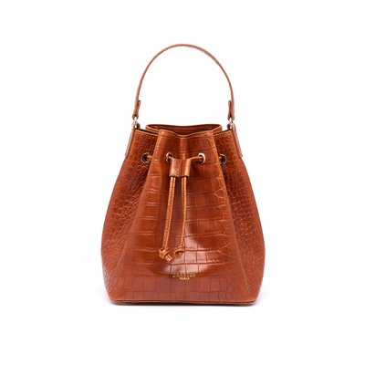 Sac Bourse Anna Croco - Cognac DRAEGER PARIS