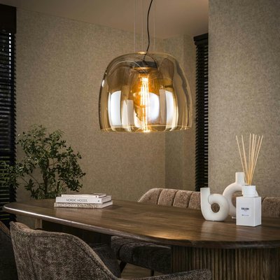 Suspension en verre ambré forme cloche 48 cm NIAGARA PIER IMPORT