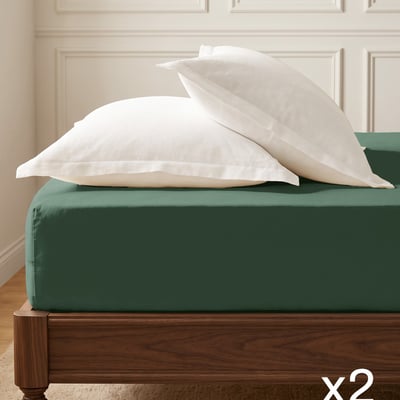 Lot de 2 draps housse flanelle coton bonnet 30 cm KLAPPEN SENSEI MAISON