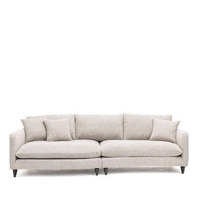 Canapé d'angle gauche convertible 5 places en tissu pieds tournés  - Farrah DRAWER