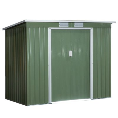 Abri de jardin - fondation incluse - 2 portes - tôle d'acier vert OUTSUNNY