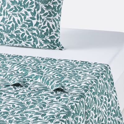 Drap plat coton lavé, Feuillage LA REDOUTE INTERIEURS