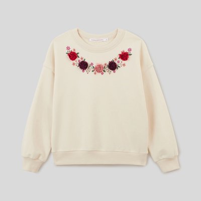 Sweat imprimé collier de fleurs et pompons, Oeko-Tex MONOPRIX KIDS