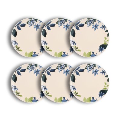 Lot de 6 assiettes plates en grès 26cm, BLEUET NOVASTYL