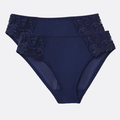 Lot de 2 Slips en tulle uni et tulle brodé Lyssa ANNE WEYBURN
