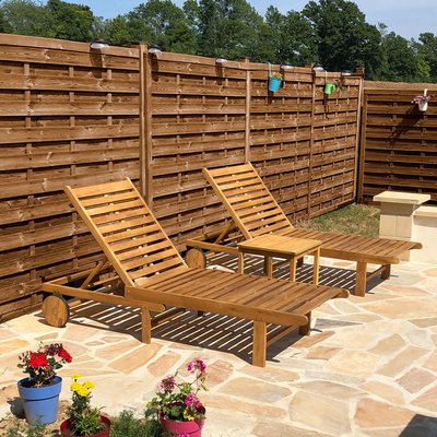 Lot de 2 bains de soleil en acacia Fidgi CEMONJARDIN