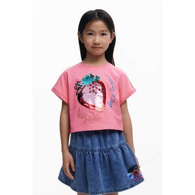 T-shirt courte fraise à sequins DESIGUAL