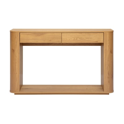 Console finition bois clair chêne 2 tiroirs L120 cm NEGAN MILIBOO