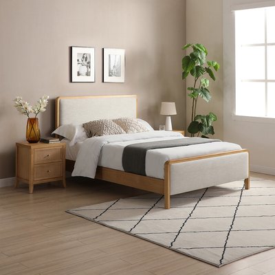 Harvey Textured Linen and Solid Ash Bed Frame SO'HOME