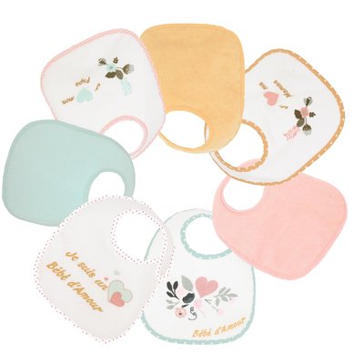 Lot de 7 bavoirs naissance - Baby Love pastel TROIS KILOS SEPT