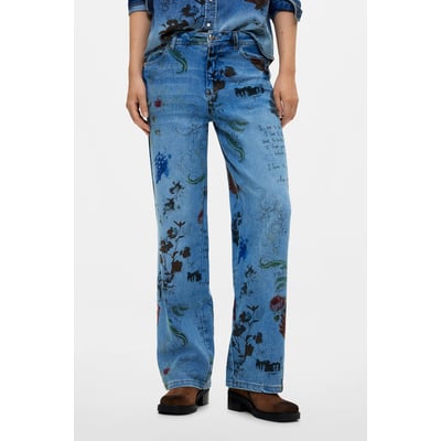 Pantalon jean droit imprimé DESIGUAL