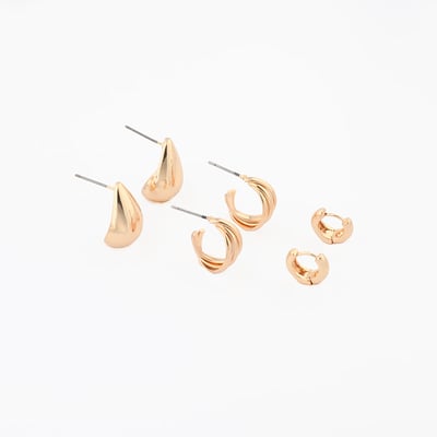 Set de 3 paires de petites boucles d'oreilles dorées BALABOOSTE