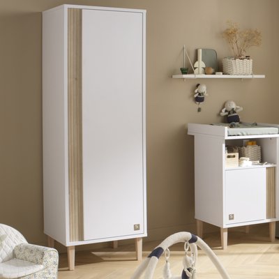 Armoire 1 porte détail imitation bois texturé et pieds bois SAUTHON
