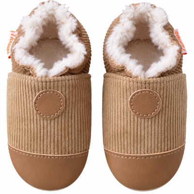 Chaussons cuir souple Uni velours fourrés TICHOUPS