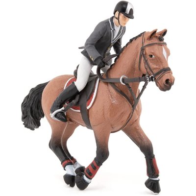 Figurine Cheval de concours et son cavalier PAPO
