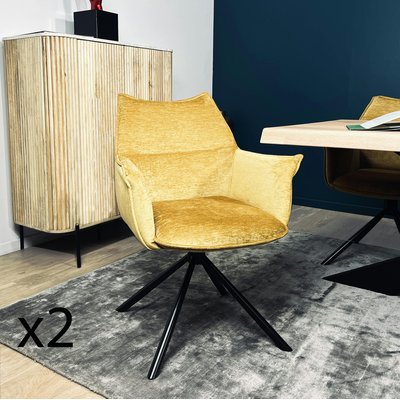 Fauteuil de table en velours doré avec retour (lot de 2) PALERME PIER IMPORT