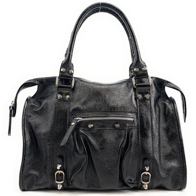 Sac à main en cuir métallisé italien SANDSTORM Noir OH MY BAG