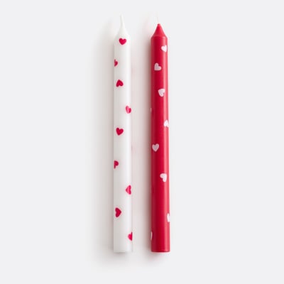 Lot de 2 bougies imprimées cœur, SCACCO LA REDOUTE INTERIEURS