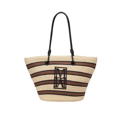 Shopper en raphia large avec détails élégants en cuir véritable MARC O'POLO