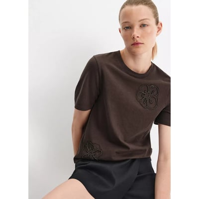 T-shirt coton broderie à fleurs MANGO