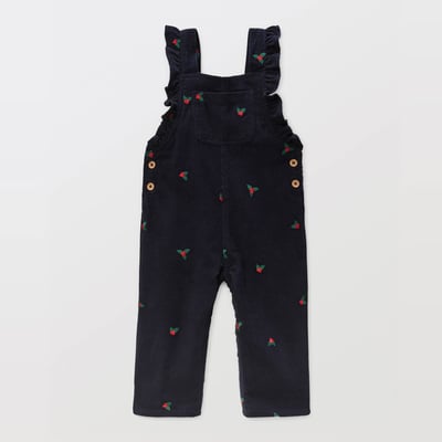 Salopette longue en velours brodée en coton BIO GOTS BOUT'CHOU