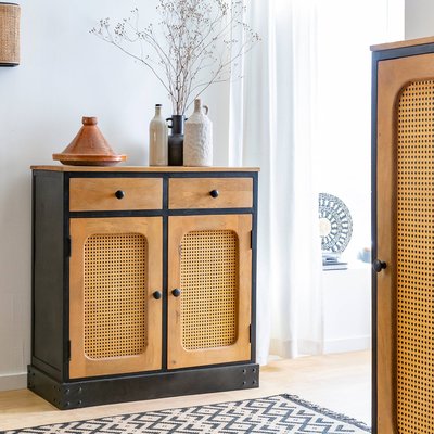 Buffet en bois de manguier et cannage  EZRA MADE IN MEUBLES 