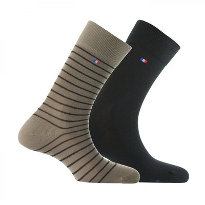 Lot de 2 paires de mi-chaussettes à rayures fabriquées en France KINDY