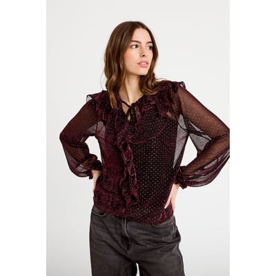 Blouse voile transparent pailleté CACHE CACHE