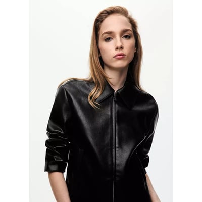 Veste cuir fermeture Éclair MANGO