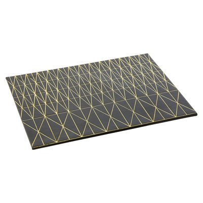 Set of 4 Black/Gold Leather Effect Placemats SO'HOME