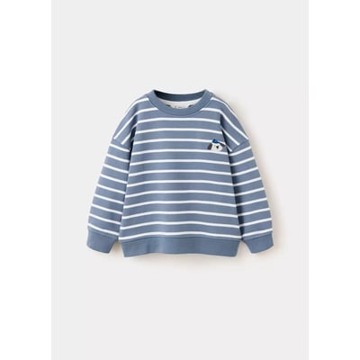 Sweat coton brodé à rayures MANGO BABY