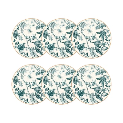 Lot de 6 assiettes plates en porcelaine 27cm, BOTANIC NOVASTYL