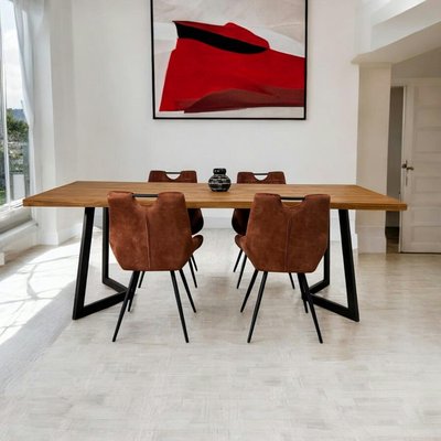 Table salle à manger en bois recyclé pieds en métal forme moderne design contemporain 220 cm CLEVELAND PIER IMPORT