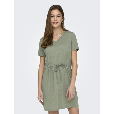 Robe courte, encolure v, manches courtes, à nouer JDY