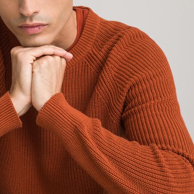 Свитер в английскую резинку из хлопка, Signature LA REDOUTE COLLECTIONS