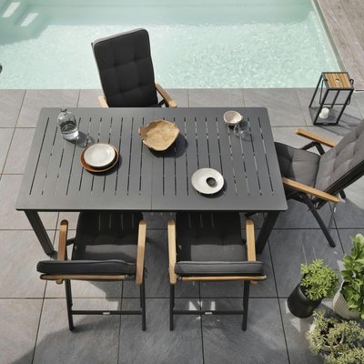 Table de jardin extensible en aluminium gris ardoise 194/314 cm OSLO PIER IMPORT