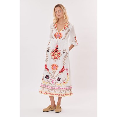 Robe longue unie avec des broderies colorée SARBACANE DERHY