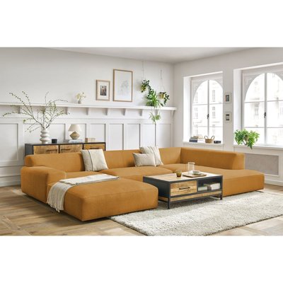 Canapé panoramique fixe 6 places en velours, LAVENA BOBOCHIC