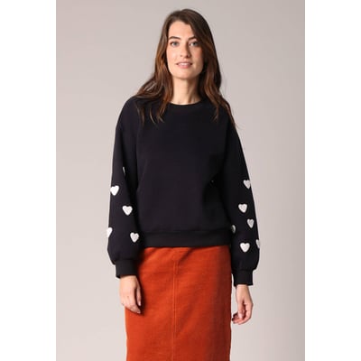 Sweat-shirt décoré de petits cœurs en relief SARINA DEELUXE