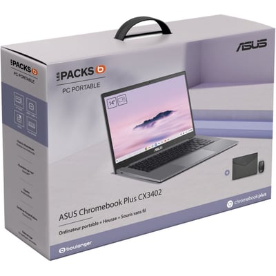 Chromebook CX3402CVA-MW1284 14" Tactile Intel Core i3 100U 8 Go RAM LPDDR5x SSD 128 Go sacoche incluse ASUS