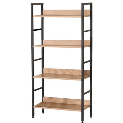 Étagère en métal noir et bois 4 étages 60x28x126cm WADIGA