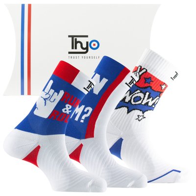 Coffret de 3 paires de mi-chaussettes running humoristiques à prix irrésistible ! THYO