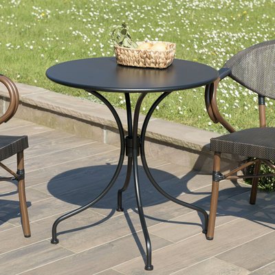Petite table de jardin métal noir forme ronde D70 cm GIJON PIER IMPORT