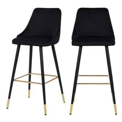 Lot de 2 chaises de bar 77.5 cm en velours - ARISTOTE RENDEZ-VOUS DÉCO