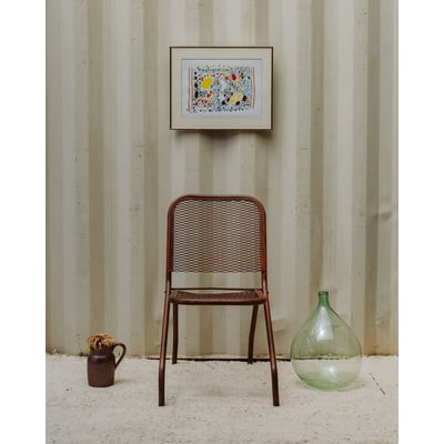 Chaise en métal rouge Alma N°1676 - Bon état DEBONGOUT