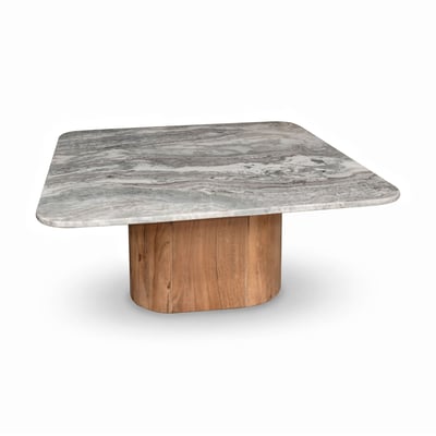 Table basse en marbre et pied en bois d'acacia, BERGEN NOW'S HOME