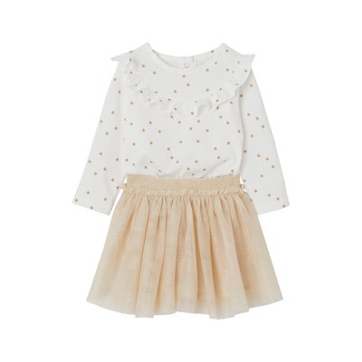 Ensemble fête T-shirt étoilé + jupon brillant VERTBAUDET