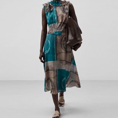 Robe imprimée à volants ADOLFO DOMINGUEZ